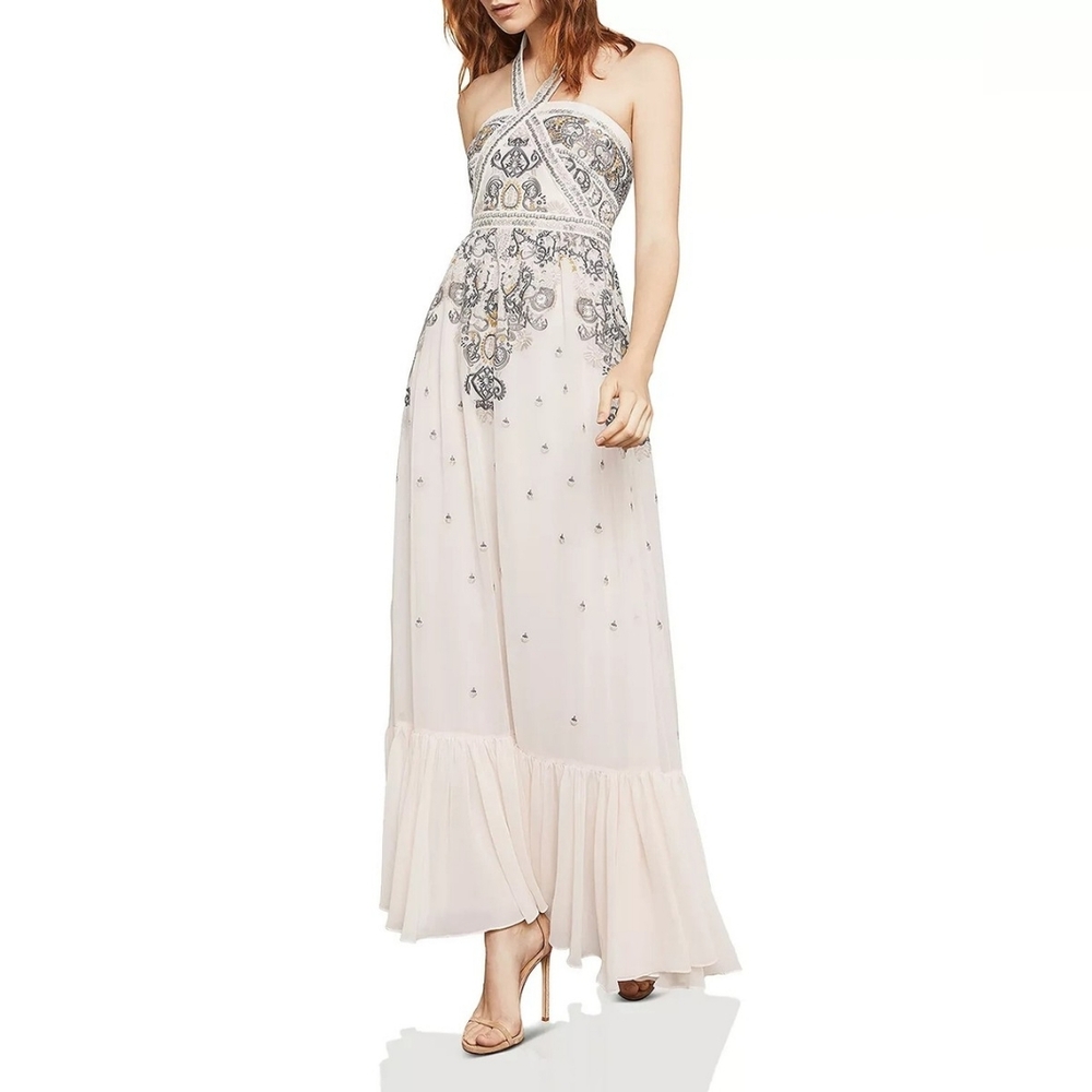 BCBGMaxazria Paisley Embellished Gown